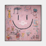 Large Pink Graffiti Abstract Painting – Handmade Modern Canvas Art for Living Room – ArtExplore