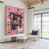 Large Pink Wall Art Abstract Graffiti Painting Jean-Michel Basquiat Abstract Graffiti Art Street Artwork