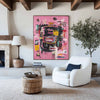 Large Pink Wall Art Abstract Graffiti Painting Jean-Michel Basquiat Abstract Graffiti Art Street Artwork
