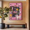 Large Pink Wall Art Abstract Graffiti Painting Jean-Michel Basquiat Abstract Graffiti Art Street Artwork