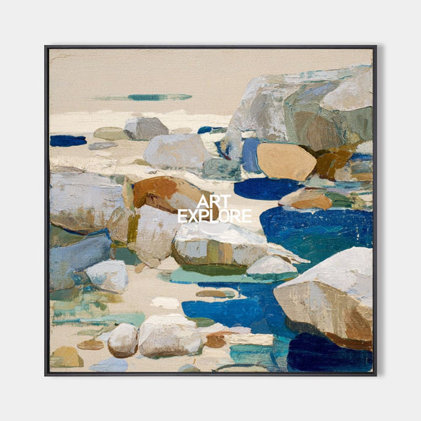 Large Rock Landscape Textured Wall Art, Modern Minimalist Canvas Painting – ArtExplore