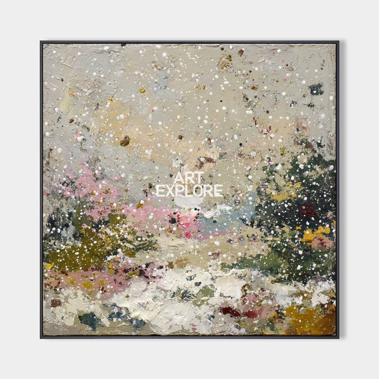 Large Sage Green Abstract Textured Oil Painting on Canvas by Wei Pen | ArtExplore