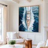 Large Sea Ship Canvas Wall Art Blue White Ship Wall Art Modern Fine Art Paintings for Sale