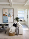 Large Sky Blue Textured Minimalist Wall Art – Modern Vertical Canvas by ArtExplore