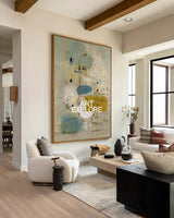 Large Space Sage Green Wabi-Sabi Art Textured Handmade Canvas Painting | ArtExplore