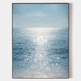 Large Sparkling Ocean Seascape Painting Textured Blue Water Art