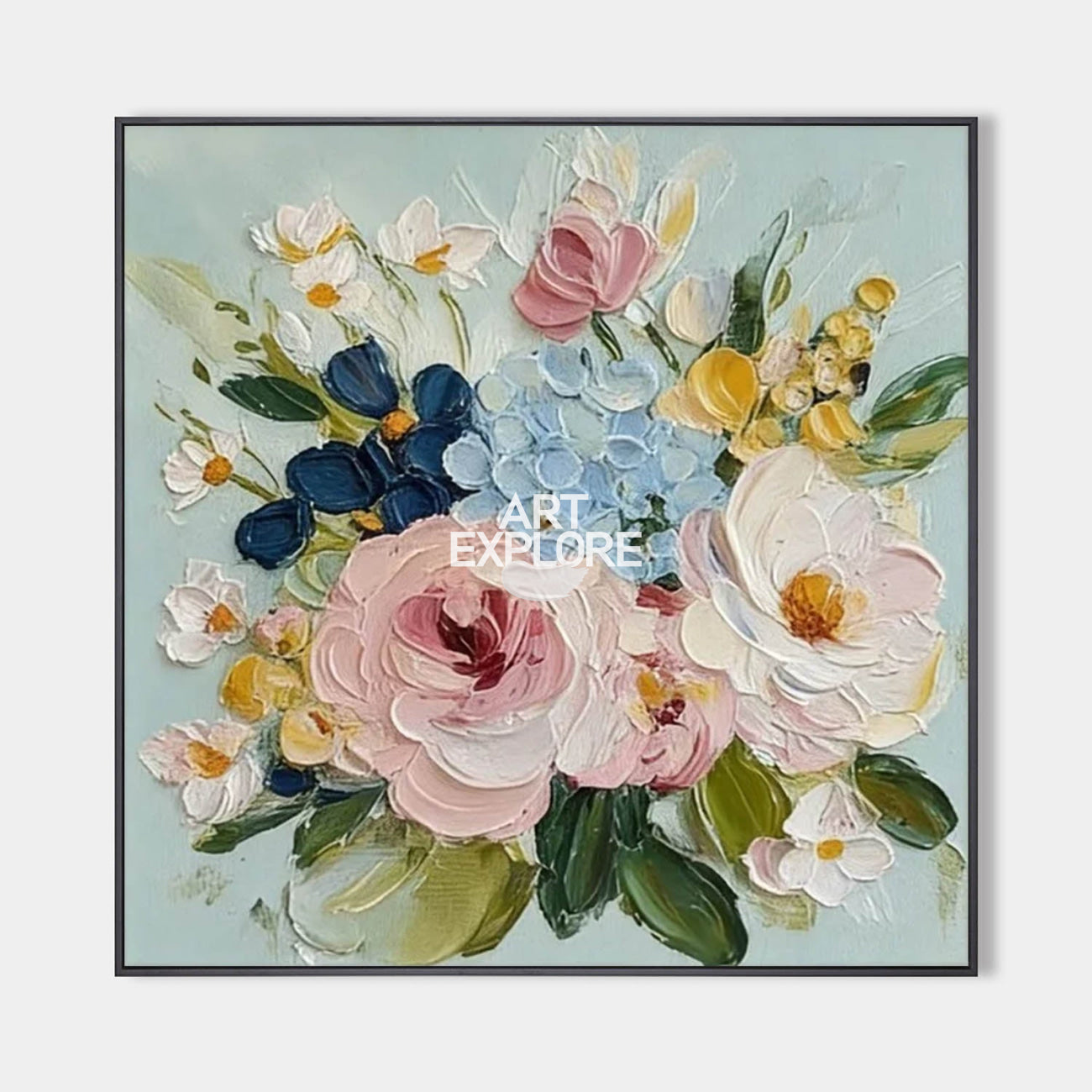 Large Spring Bloom Textured Floral Oil Painting Canvas Art for Living Room | ArtExplore