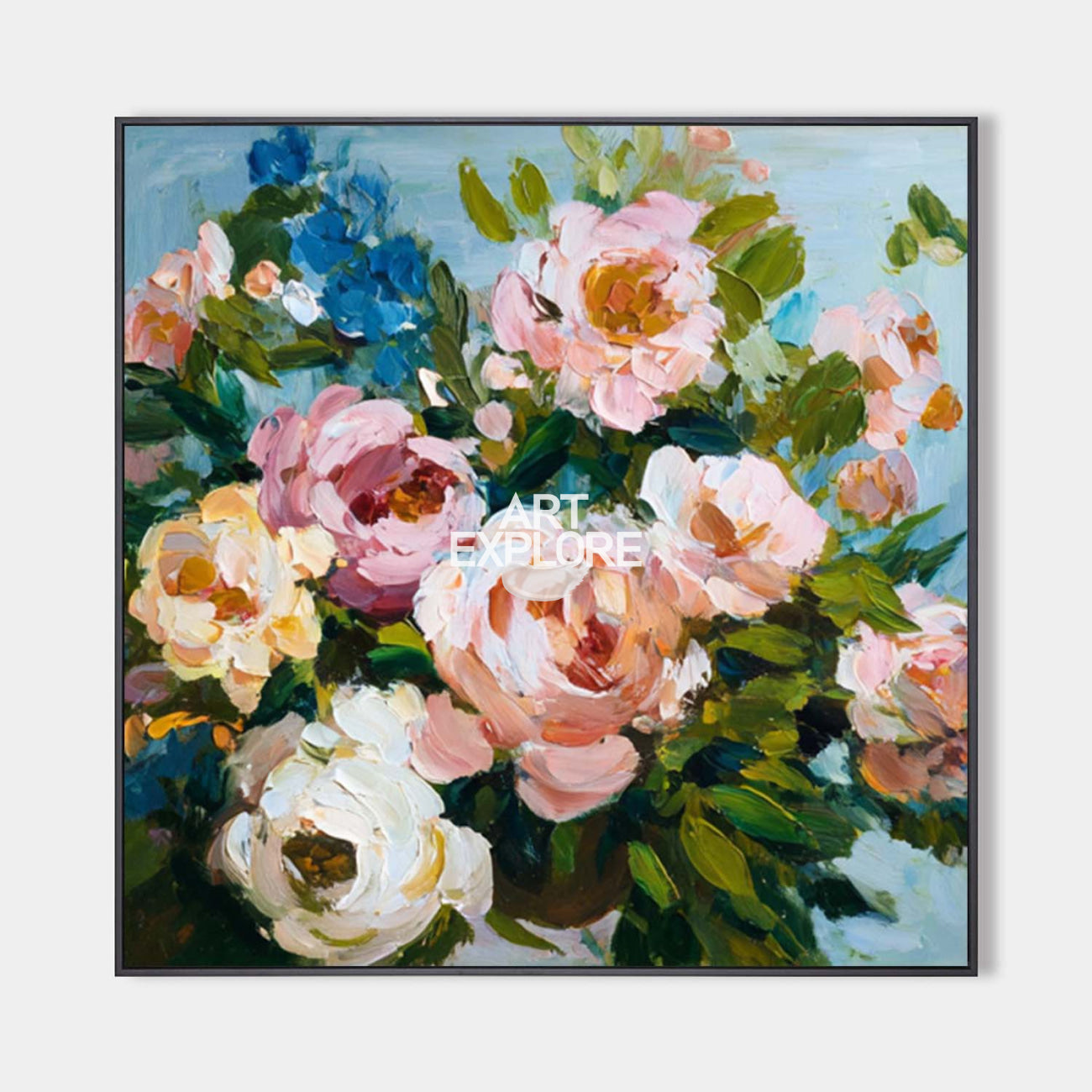 Large Spring Flower Wall Art, Colorful Textured Oil Painting for Living Room | ArtExplore