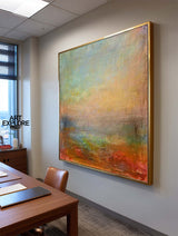 Square Abstract Landscape Art Contemporary Landscape Painting Framed