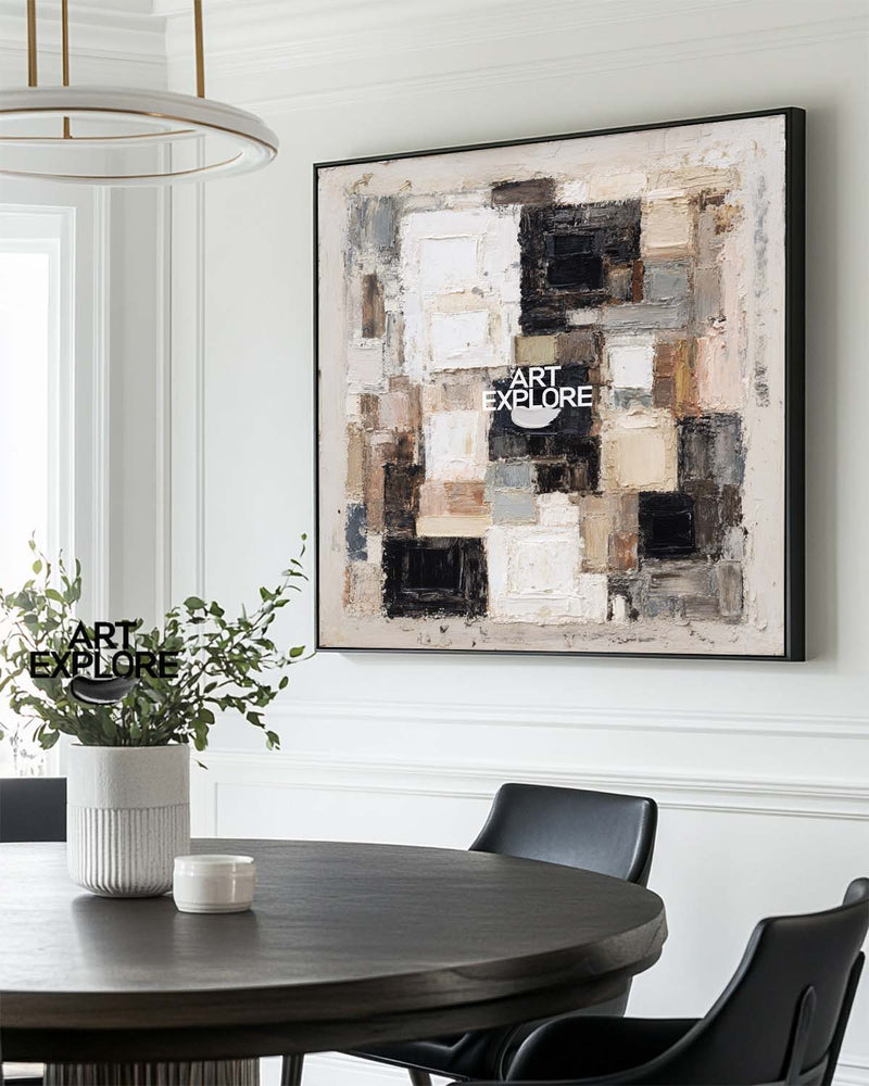 Large Square Beige Abstract | Wabi-Sabi Textured Handmade Canvas Wall Art ArtExplore