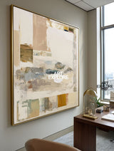 Large Square Beige Wabi-Sabi Art | Cozy Handmade Minimal Texture ArtExplore