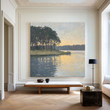 Large Swamp Landscape Oil Painting Lake View Canvas Wall Art Landscape Painting Livingroom Wall Art