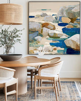 Large Textured Rock Scene Painting, Minimalist Coastal Landscape Canvas – ArtExplore