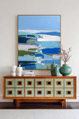 Large Vertical Abstract Wall Art in Blue Tones, Modern Interior – ArtExplore