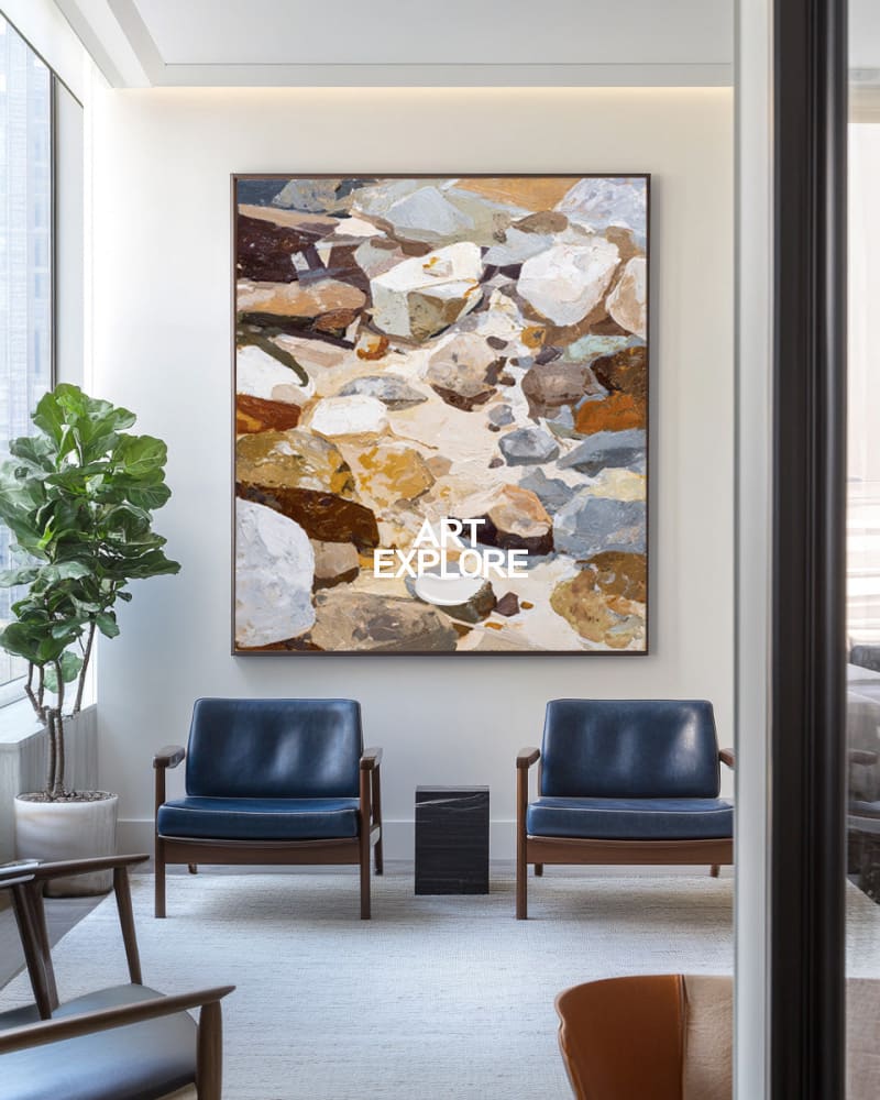 Large Vertical Brown Rock Canvas | Handmade Minimalist Home ArtExplore