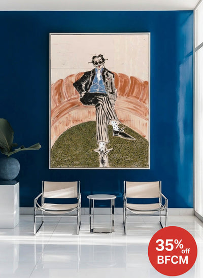 Large Vertical Canvas Wall Art | Cool Lounge Figure Oil Painting | ArtExplore
