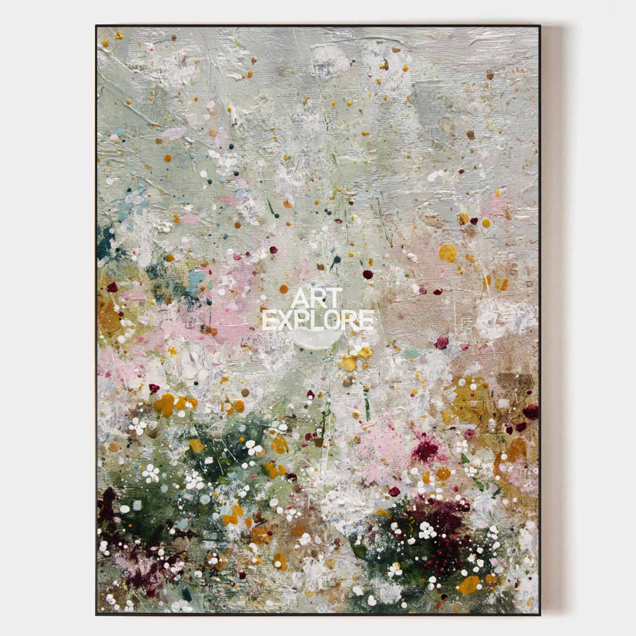 Large Vertical Sage Green Abstract Wall Art Rich Textured Oil Painting | ArtExplore