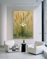 Large Vertical Wall Décor | Green Reed Landscape Art | ArtExplore