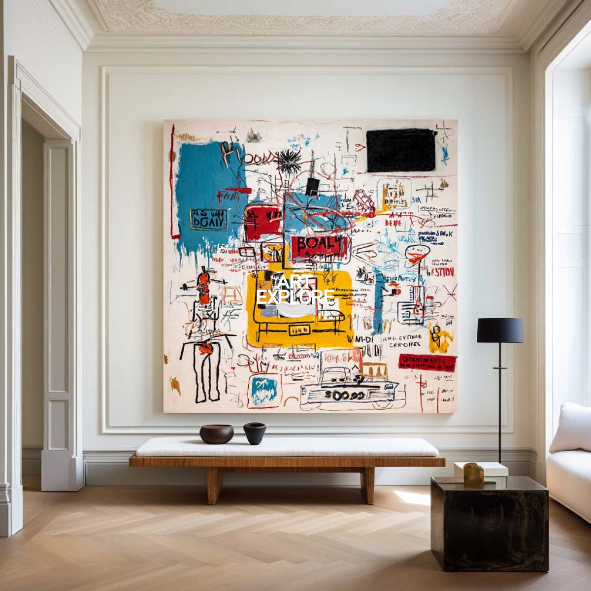 Large Vibrant Abstract Graffiti Painting With Modern Street Art Style For Living Room Decor