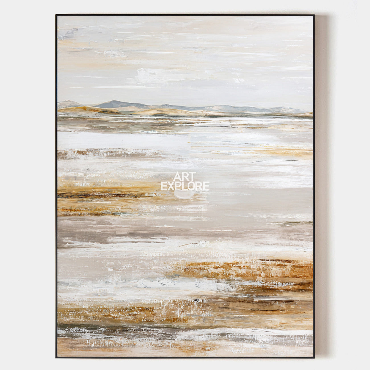 Large Wabi-Sabi Beige Textured Art, Minimalist Handmade Oil Painting ArtExplore