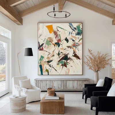 Large Wabi-sabi Beige Painting Beige Abstract Wall Art Beige Texture Artwork For Livingroom