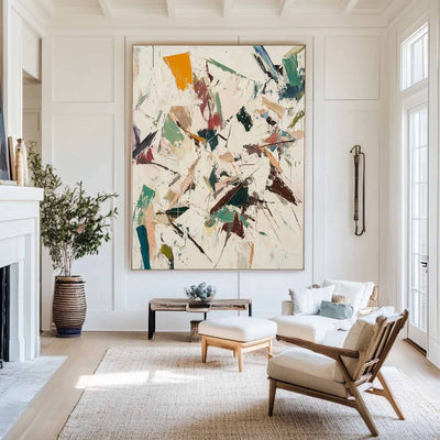 Large Wabi-sabi Beige Painting Beige Abstract Wall Art Beige Texture Artwork For Livingroom