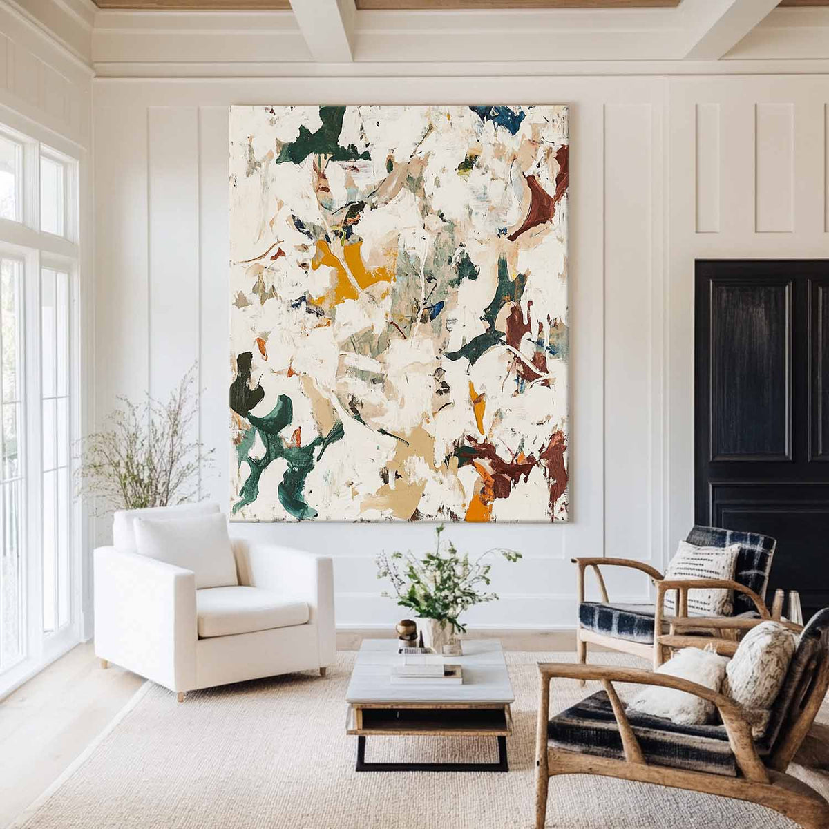 Large Wabi-sabi Beige Texture Paintings Beige Abstract Wall Art Modern Beige Fine Art For Sale