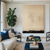 Wabi Sabi Black beige Painting Thick Texture Art Painting Black Beige Canvas Wall Art For Livingroom