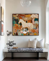 Large Whimsical Garden Pony Canvas, Brown Abstract Textured Art – ArtExplore