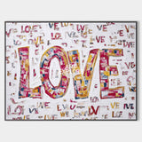 Large White Pink LOVE Wall Art, Handmade Textured Canvas Art – ArtExplore