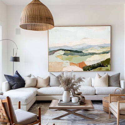 Modern White Wall Art Landscape Original textured wall paintings Minimalist Abstract Canvas Art