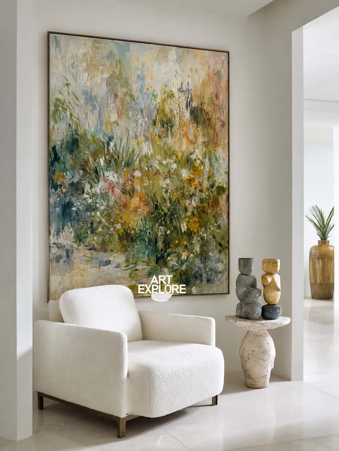 Large Wildflower Garden Painting Textured Abstract Floral Wall Art For Livingroom | Artexplore