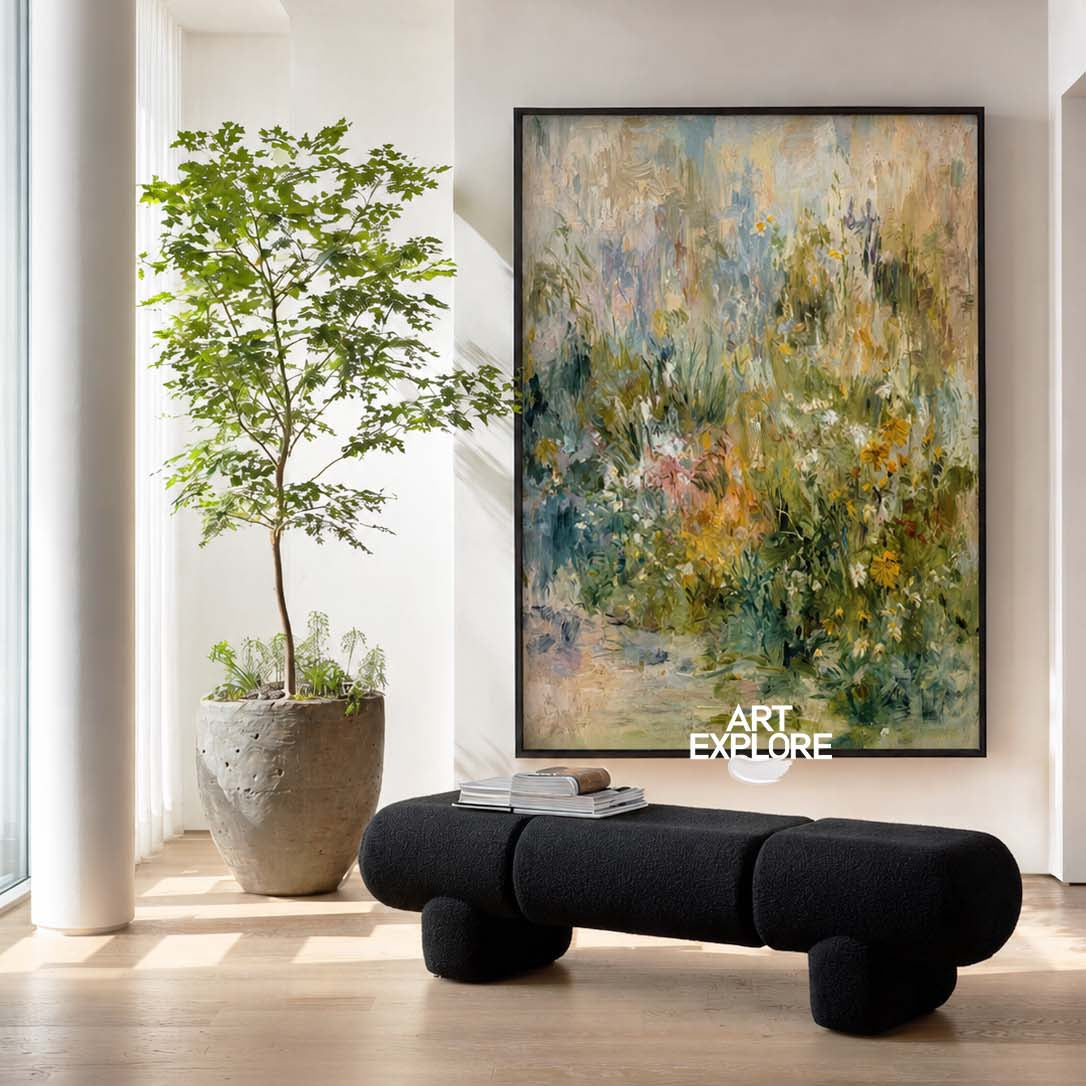 Large Wildflower Garden Painting Textured Abstract Floral Wall Art For Livingroom | Artexplore