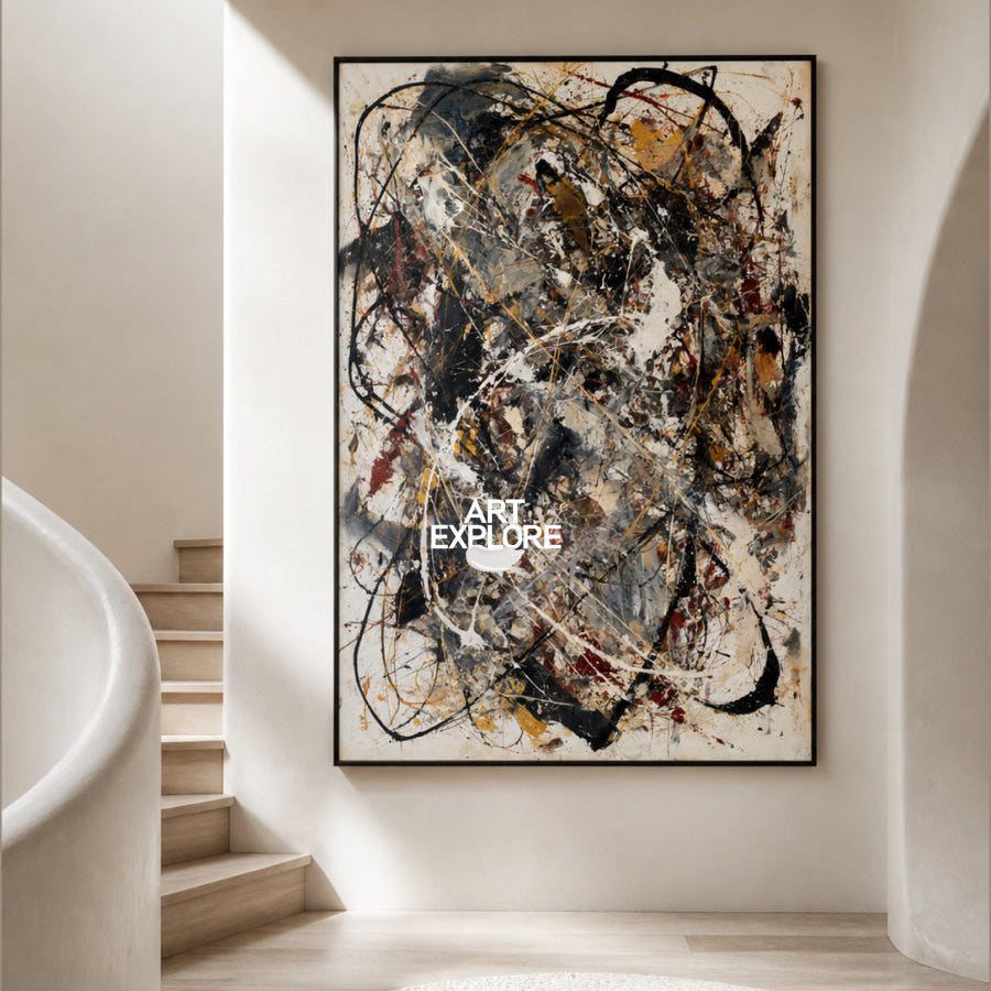 Expressionist Abstract Art With Textured Lines And Earthy Colors