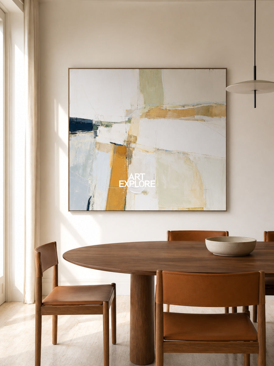 Minimalist Geometric Abstract Art With Textured Finish For Modern Decor