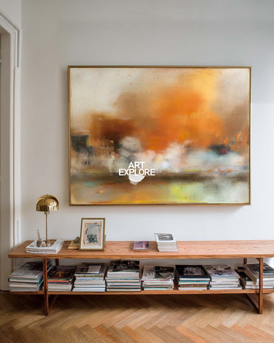 Original Textured Abstract Painting In Earth Tones With Handmade Brushstroke Details