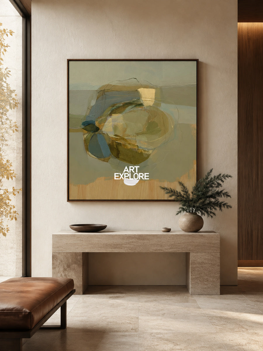 Modern Minimalist Wall Art For Living Room Green Abstract Decor