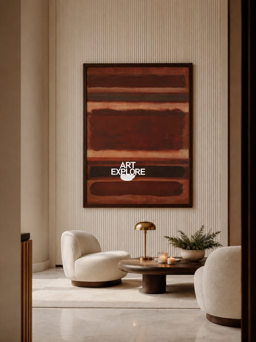 Reddish-Brown Abstract Canvas Painting Hand-Painted Wall Art