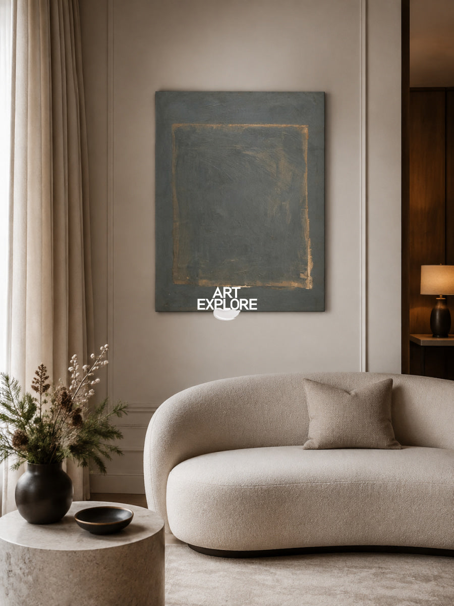 Modern Minimalist Abstract Art Brown Gray Tones Original Handmade Canvas Decor