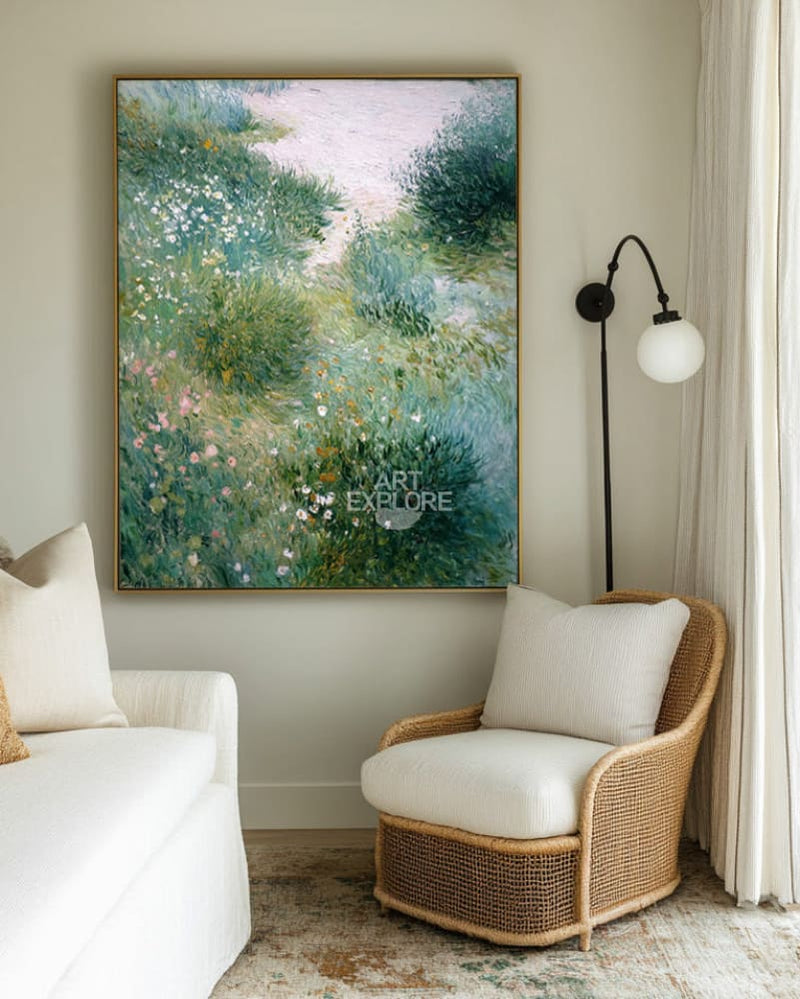 Lush Garden Scenery Wall Art | Handmade Oil on Canvas | Large Wall Decor | ArtExplore