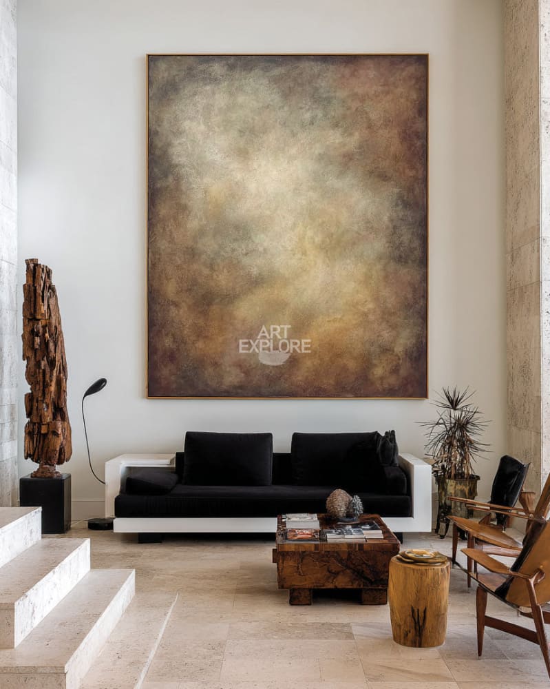 Luxury Brown Texture Painting | Handmade Large Vertical Wall Art ArtExplore