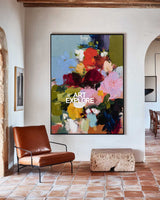 Luxury Hand-Painted Abstract Flowers - Bespoke Colorful Home Decor
