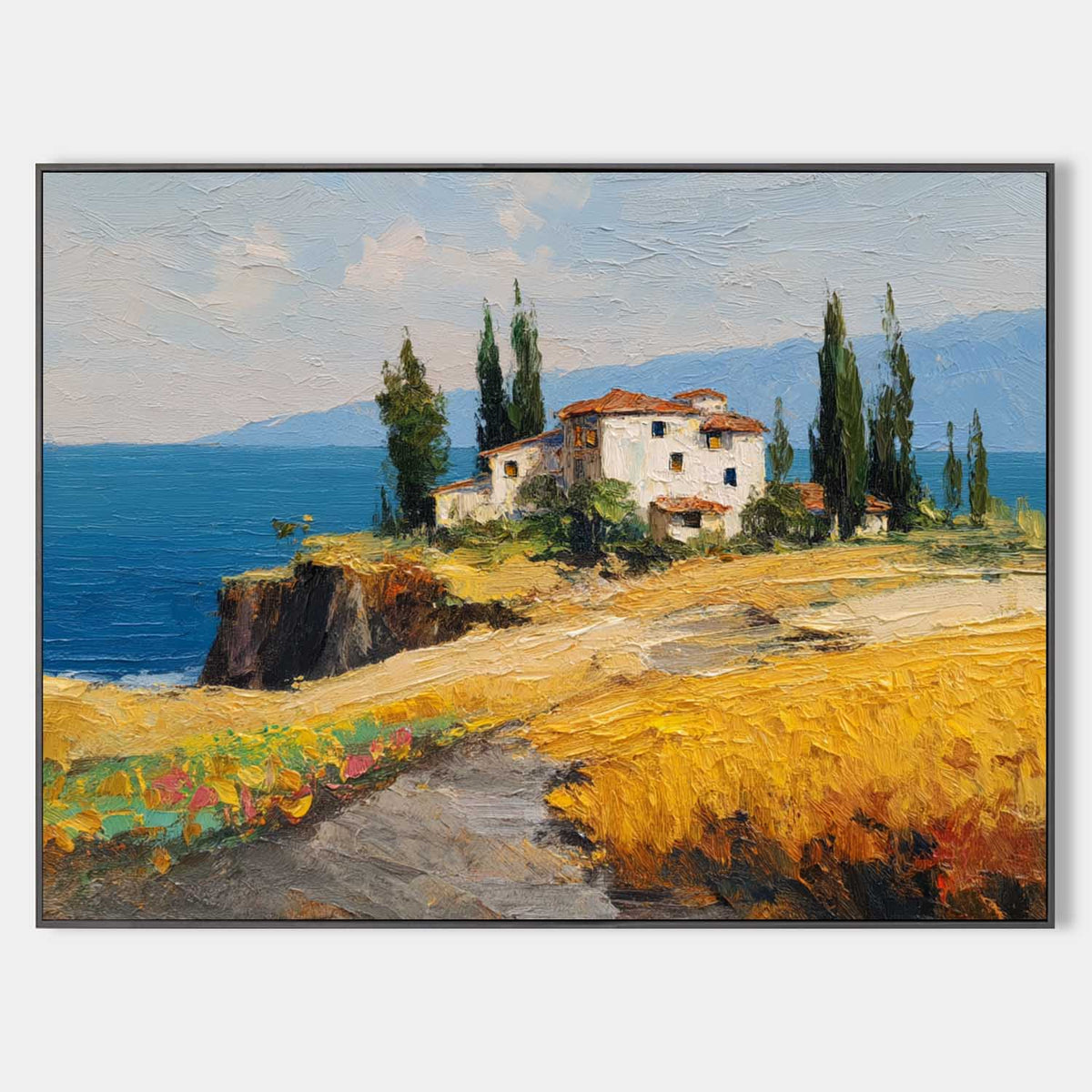 Luxury Seaside Landscape Art – Modern Rich Texture Oil Painting by ArtExplore for Spacious Wall Decor