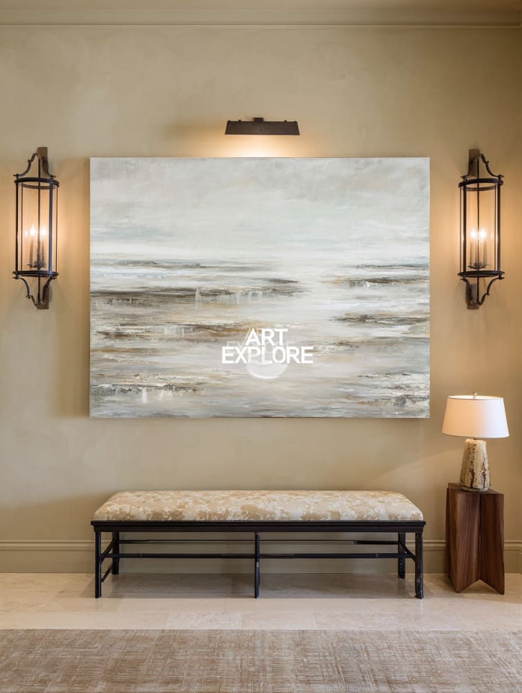Minimalist Beige Texture Canvas | Large Horizontal Cozy Home ArtExplore
