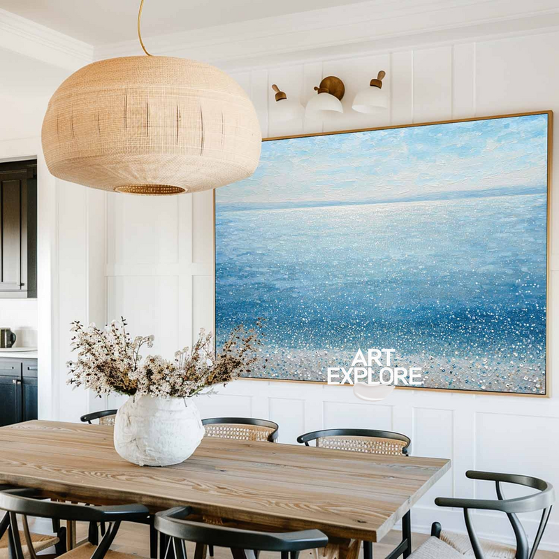 Minimalist Blue Ocean Canvas for Living Room or Hotel Decor | ArtExplore