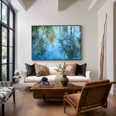 Minimalist Blue Water Landscape Painting – Large Canvas Art for Lounge or Bedroom | ArtExplore