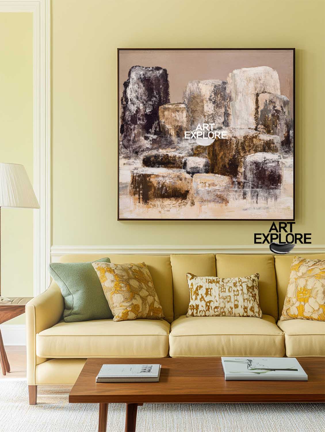 Minimalist Brown Cliff Canvas | Large Handcrafted Textured Square ArtExplore