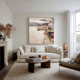 Minimalist Brown Wabi-Sabi Painting | Large Handmade Textured Square ArtExplore