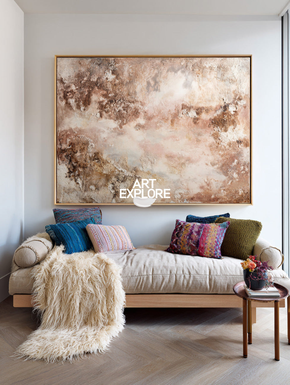 Minimalist Brown Wabi-sabi Painting, Large Horizontal Gradient Texture Art ArtExplore