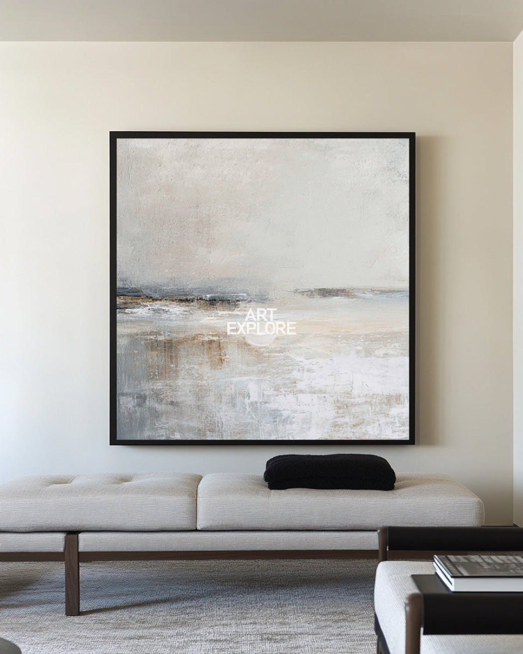 Minimalist Cloudscape Art | Large Square Textured Landscape Canvas Art ArtExplore